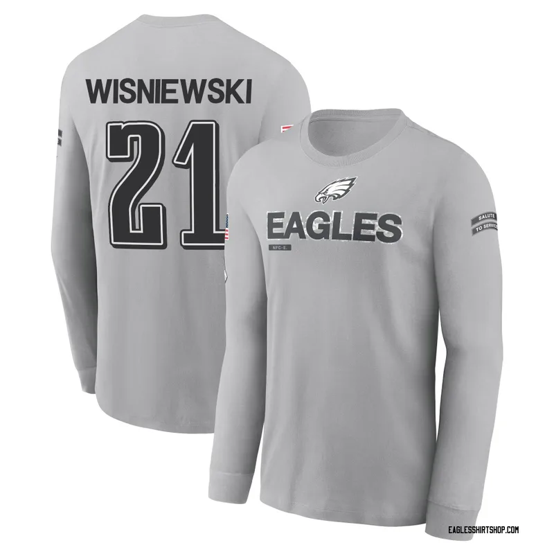 Cole Wisniewski Philadelphia Eagles Men's Gray 2024 Salute to Service Long Sleeve T-Shirt