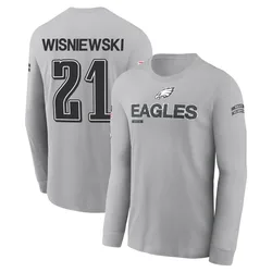 Cole Wisniewski Philadelphia Eagles Youth Gray 2024 Salute to Service Long Sleeve T-Shirt