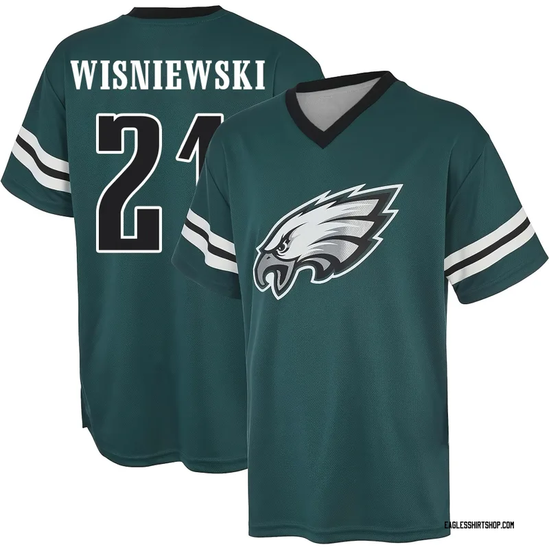 Cole Wisniewski Philadelphia Eagles Youth Green Midnight Name & Number Game Day V-Neck T-Shirt