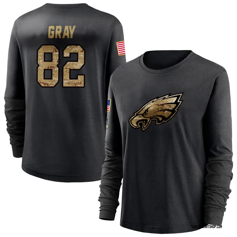 Danny Gray Philadelphia Eagles Women's Black 2020 Salute To Service Sideline Performance Long Sleeve T-Shirt