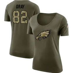 Danny Gray Philadelphia Eagles Women's Legend Gray Salute to Service Olive Scoop Neck T-Shirt