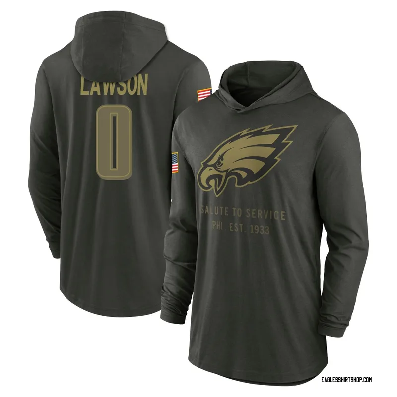 Deontae Lawson Philadelphia Eagles Men's Forest/Green 2025 Salute to Service Sideline Lightweight Hooded Pullover Long Sleeve T-