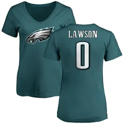 Deontae Lawson Philadelphia Eagles Women's Green Name & Number Logo Slim Fit T-Shirt -