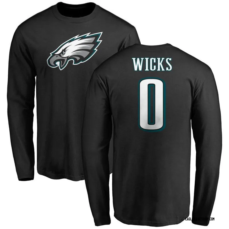 Dontayvion Wicks Philadelphia Eagles Men's Black Name & Number Logo Long Sleeve T-Shirt -