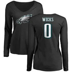 Dontayvion Wicks Philadelphia Eagles Women's Black Name & Number Logo Slim Fit Long Sleeve T-Shirt -