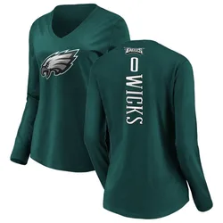 Dontayvion Wicks Philadelphia Eagles Women's Green Backer Slim Fit Long Sleeve T-Shirt -