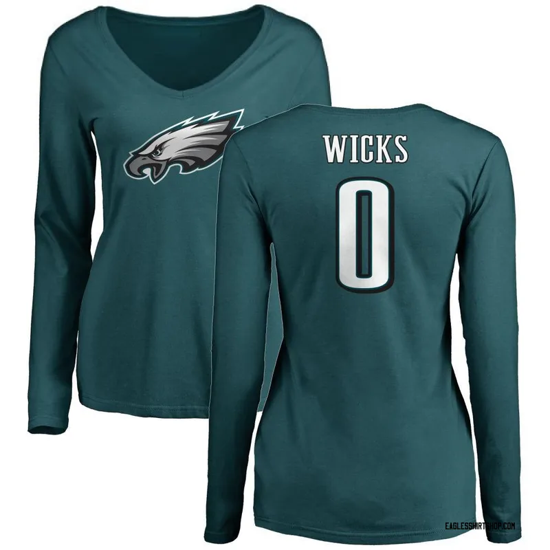 Dontayvion Wicks Philadelphia Eagles Women's Green by Name & Number Long Sleeve T-Shirt -