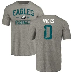 Dontayvion Wicks Philadelphia Eagles Youth Gray Distressed Name & Number Tri-Blend T-Shirt