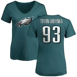 Joe Tryon-Shoyinka Philadelphia Eagles Women's Green Name & Number Logo Slim Fit T-Shirt -