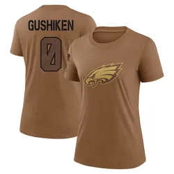 Kapena Gushiken Philadelphia Eagles Women's Legend Brown 2023 Salute To Service Performance T-Shirt