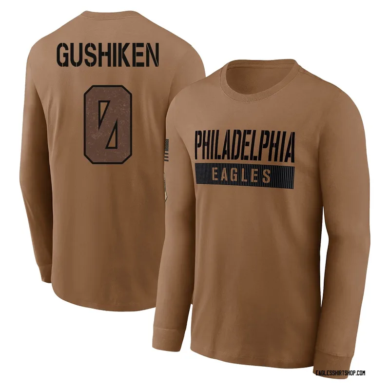 Kapena Gushiken Philadelphia Eagles Youth Brown 2023 Salute To Service Long Sleeve T-Shirt