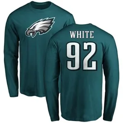 Reggie White Philadelphia Eagles Men's Green Any Name & Number Logo Long Sleeve T-Shirt -