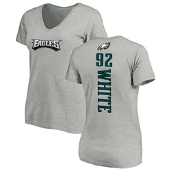 Reggie White Philadelphia Eagles Women's Backer V-Neck T-Shirt - Ash