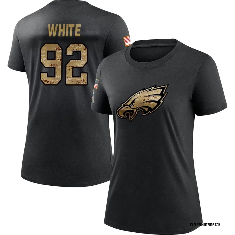 Reggie White Philadelphia Eagles Women's Black 2020 Salute To Service Performance T-Shirt