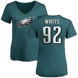 Reggie White Philadelphia Eagles Women's Green Any Name & Number Logo Slim Fit T-Shirt -