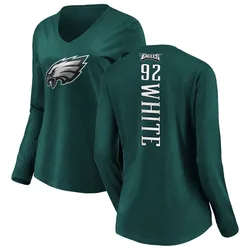 Reggie White Philadelphia Eagles Women's Green Backer Slim Fit Long Sleeve T-Shirt -