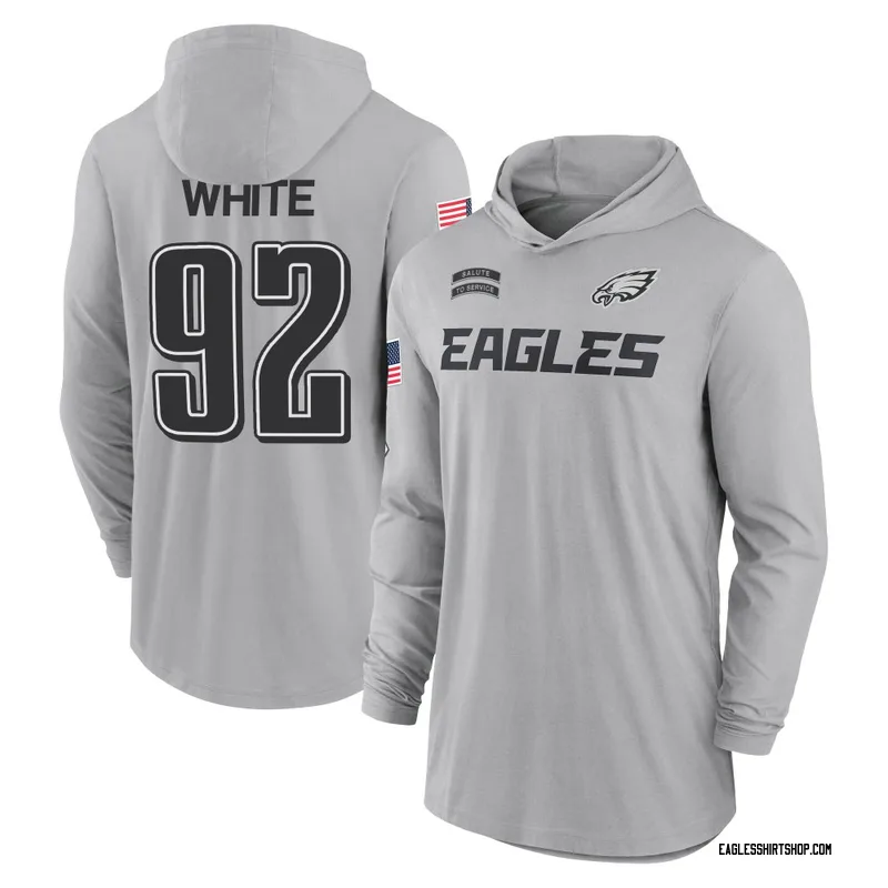 Reggie White Philadelphia Eagles Youth Gray 2024 Salute to Service Lightweight Performance Long Sleeve Hooded T-Shirt