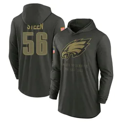 Tyler Steen Philadelphia Eagles Men's Forest/Green 2025 Salute to Service Sideline Lightweight Hooded Pullover Long Sleeve T-Shirt